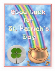st patrick 4 leaf clover greeting card