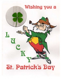 st patrick 4 leaf clover greeting card