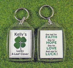 four leaf clover personalized good luck key tag