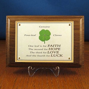 four leaf clover walnut plaque