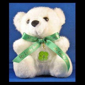 four leaf clover white teddy bear