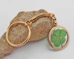 Five Leaf Clover Gold Charm Keychain