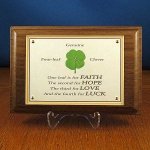 four leaf clover walnut plaque